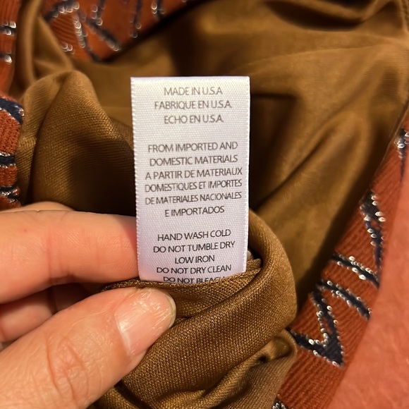 NWT Anthropologie Eva Franco sleeveless Top bowtwist Chevron Brown copper (L) - Picture 6 of 6